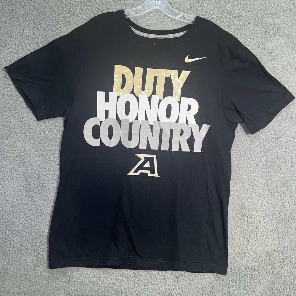 Nike Army Black Knights T Shirt Men's Sz L Black Football Duty Honor Country Tee